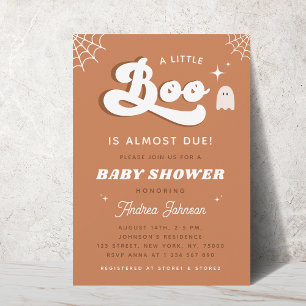 Groovy Typography Retro Ghost Baby Shower Party Inbjudningar
