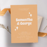 Groovy Typography Retro Peach Bröllop Inbjudningar<br><div class="desc">Groovy Typography Retro Peach bröllopsinbjudan</div>