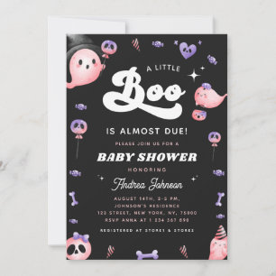 Groovy Typography & Rosa Ghost Girl Baby Shower Inbjudningar