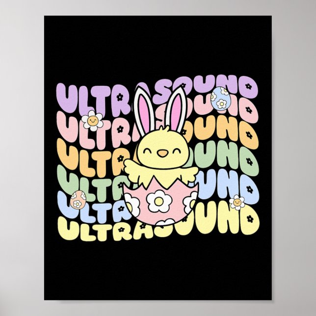 Groovy Ultraljudstekniker Kanin Chick Ägg Påsk Son Poster (Framsidan)