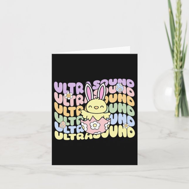 Groovy Ultrasound Tech Bunny Chick Eggs Påsk Son Kort (Framsida)