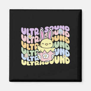 Groovy Ultrasound Tech Bunny Chick Eggs Påsk Son Magnet