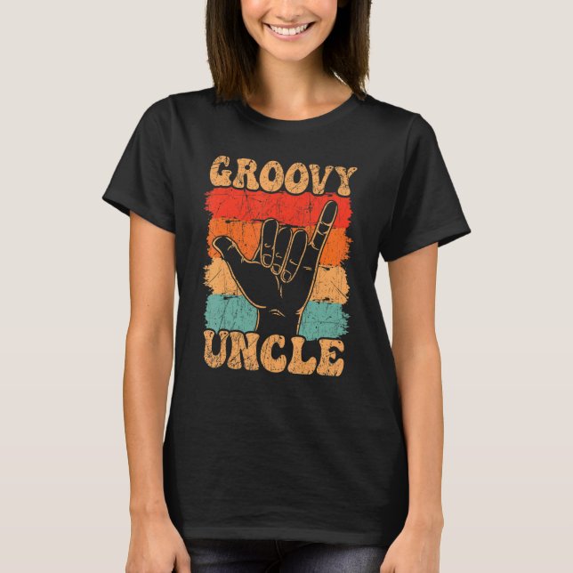 Groovy Uncle 70s Aesthetic Nostalgia 1970's Retro  T Shirt (Framsida)
