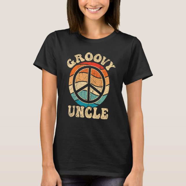 Groovy Uncle 70s Aesthetic Nostalgia 1970's Retro  T Shirt (Framsida)
