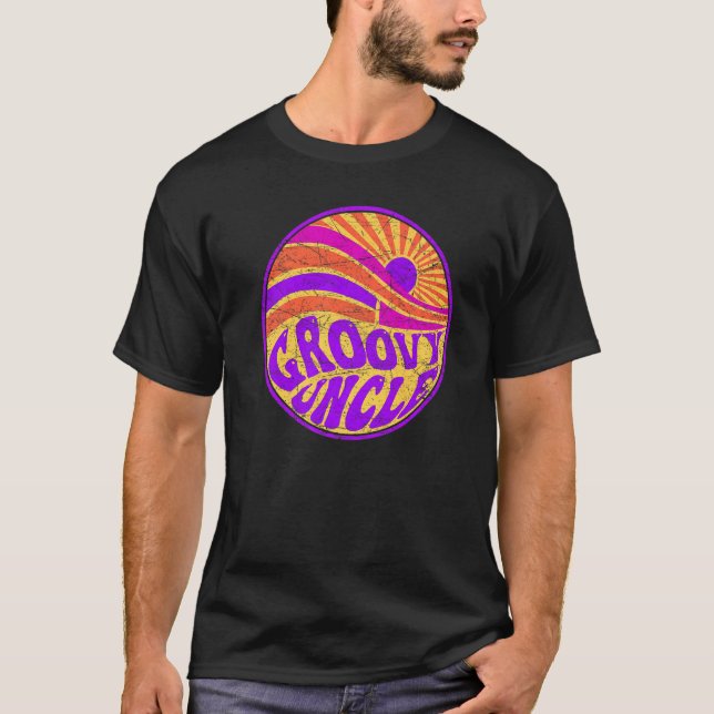 Groovy Uncle 70s Aesthetic Nostalgia 1970's Retro  T Shirt (Framsida)