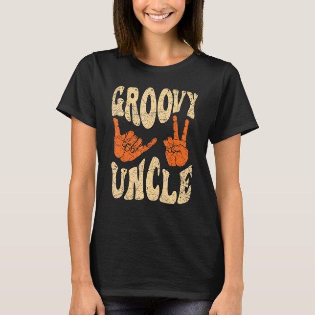 Groovy Uncle 70s Aesthetic Nostalgia 1970's Retro  T Shirt (Framsida)