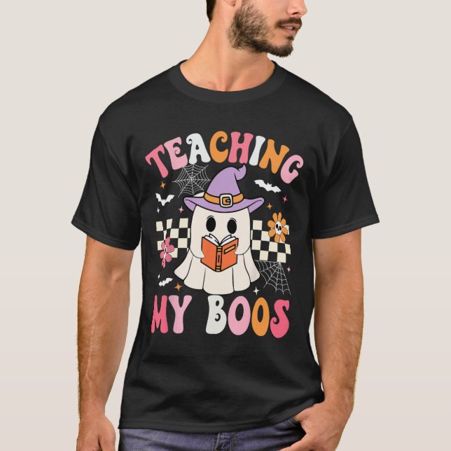 Groovy undervisar min Boos-lärare Ghost Halloween T Shirt (Framsida)
