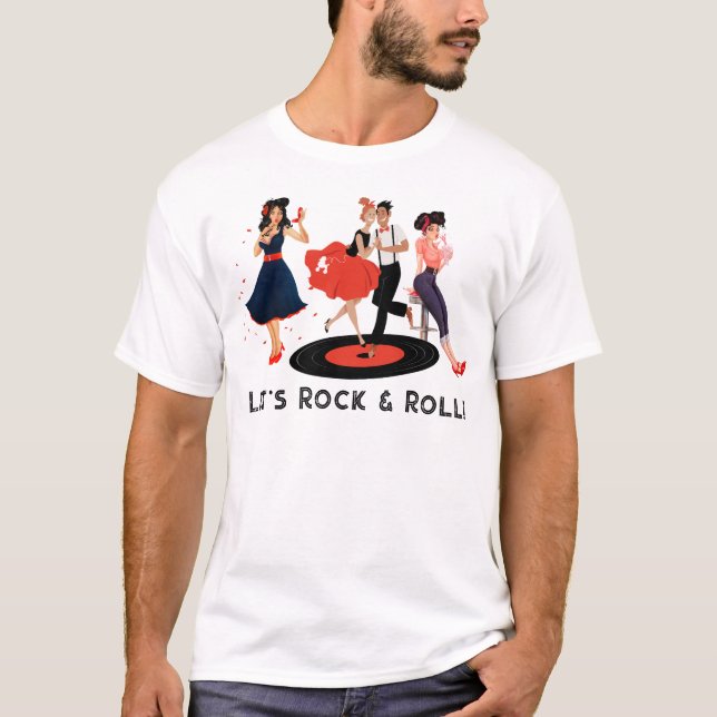 Groovy unisex retro 1950-talet sten & roll T-Shirt (Framsida)