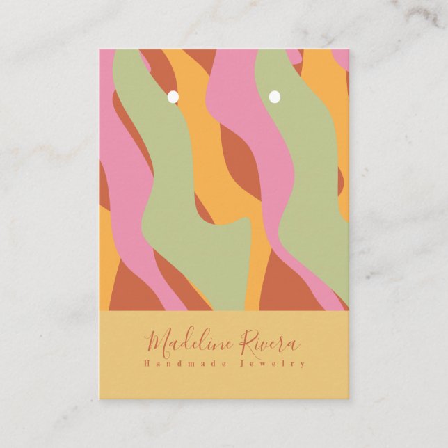 Groovy Vågar Handmade Artisan Earing Visning Card (Framsida)