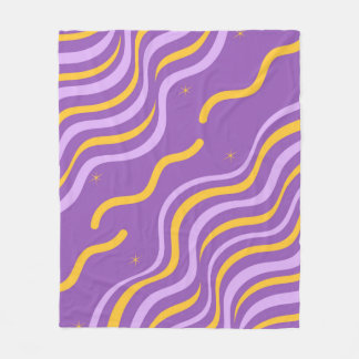 Groovy Vågigt Rand Lila Gult Abstrakt Vår Fleecefilt