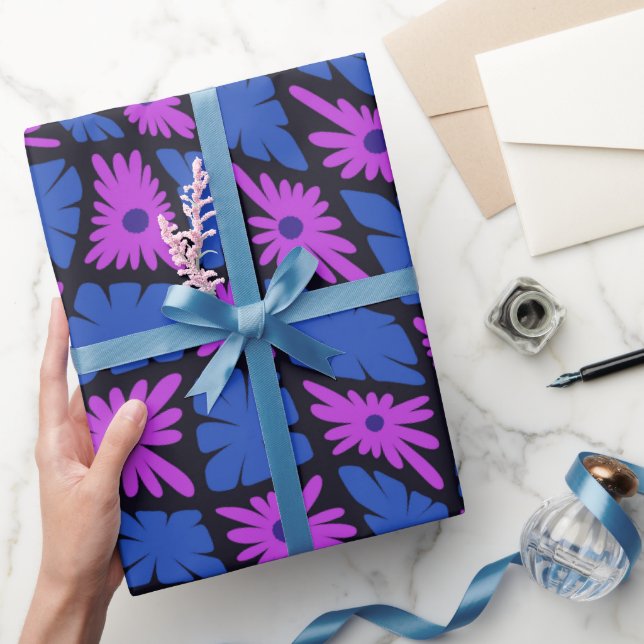 Groovy Vågigt tresidig 60-årskontroll Blå Rosa Presentpapper (Gifting)