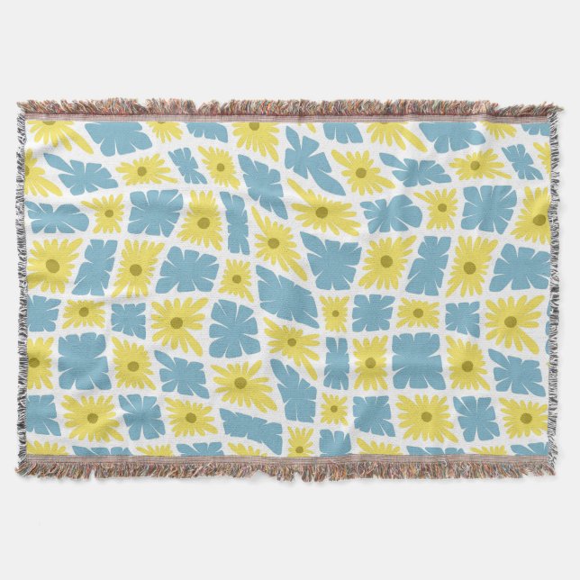 Groovy Vågigt trippelsockelkontroller Gult Blue Filt (Framsidan)