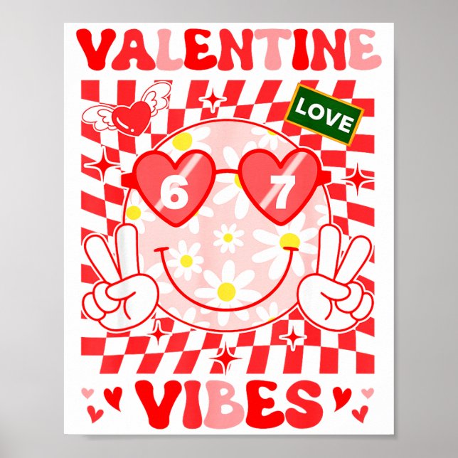 Groovy Valentine Vibes Happy Valentine's Day Girl  Poster (Framsidan)