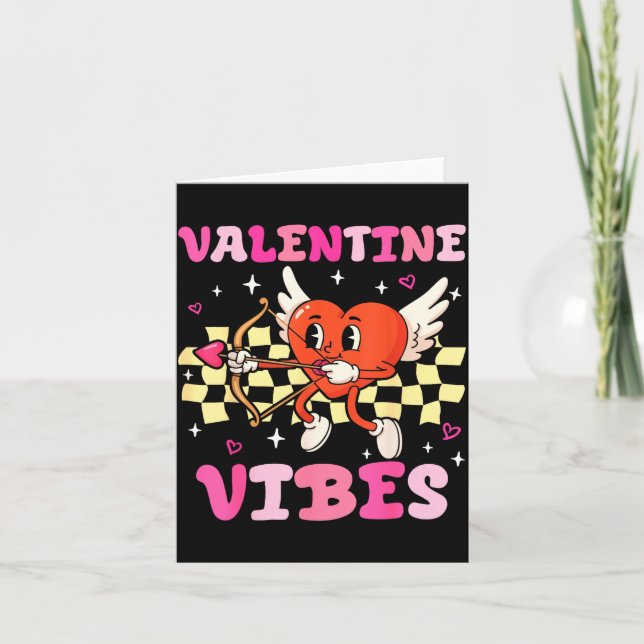 Groovy Valentine Vibes Heart Cud Women Men  Kort (Framsida)