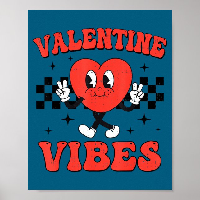 Groovy Valentine Vibes Heart Peace Valentines Day  Poster (Framsidan)