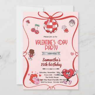 Groovy valentines day party invitation  inbjudningar