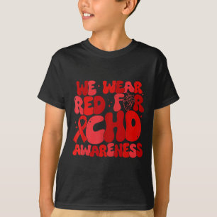 Groovy Vi Bär Rött För Chd Medvetenhet Hjärt Sjukd T Shirt