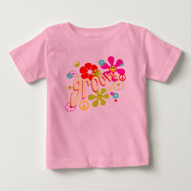 Groovy Vibe 70:s Stil Tee Shirt (Framsida)