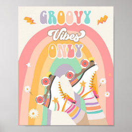 Groovy Vibes Endast Roller Skate Skating Retro Poster