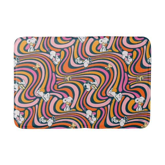 Groovy Vibes Lila Mönster Badrumsmatta (Framsidan)