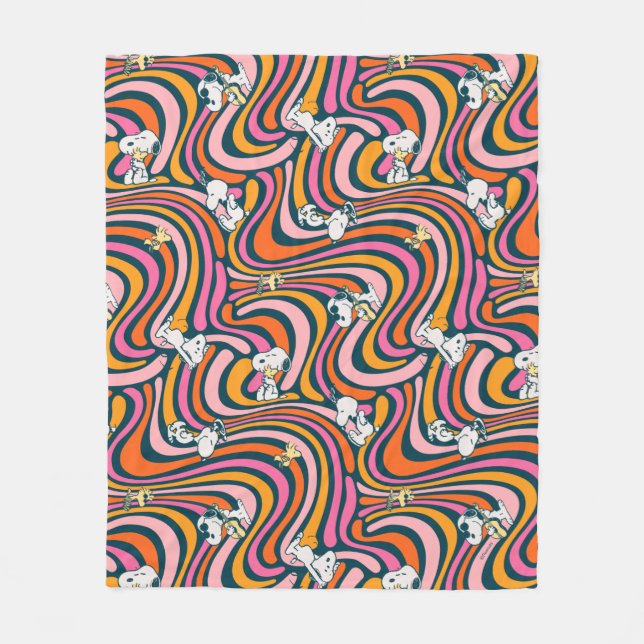 Groovy Vibes Lila Mönster Fleecefilt (Framsidan)