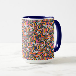 Groovy Vibes Lila Mönster Mugg