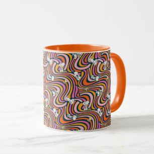 Groovy Vibes Lila Mönster Mugg
