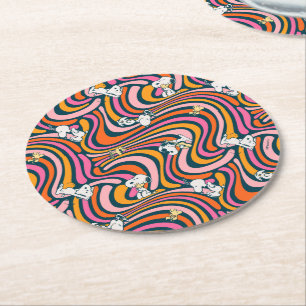 Groovy Vibes Lila Mönster Underlägg Papper Rund