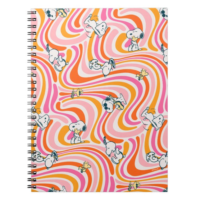 Groovy Vibes Orange Mönster Anteckningsbok (Framsidan)