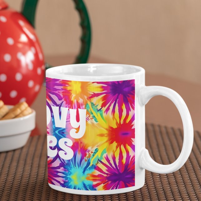 Groovy Vibes Tie Dye Anpassade Kaffemugg (Skapare uppladdad)