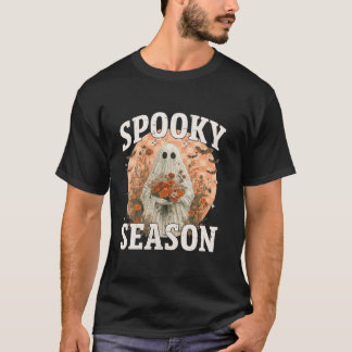 Groovy Vintage Blommigt Ghost Cute Halloween Spook T Shirt
