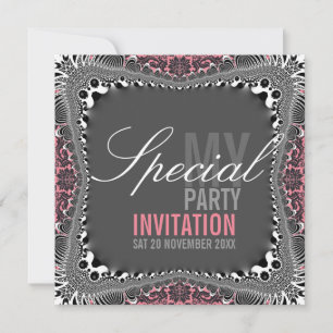 Groovy Vintage Damask Speciala Partykort Inbjudningar