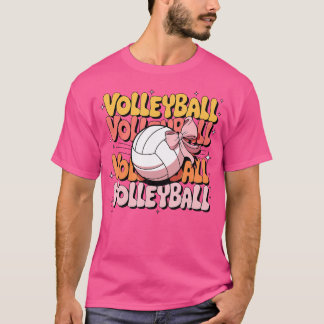 Groovy Volleyball Coquette Bow Volleyball Älskare  T Shirt