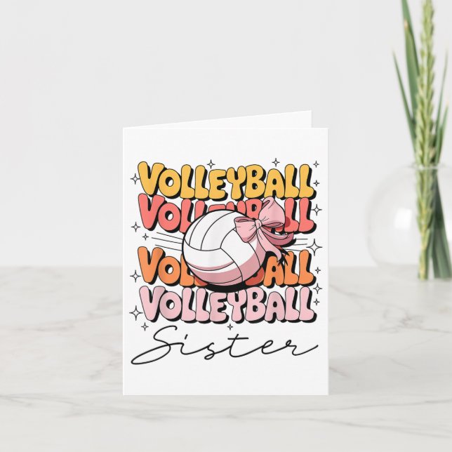 Groovy Volleyball Sister Coquette Bow Volleyball Kort (Framsida)