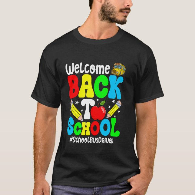 Groovy Welcome Back to school Outfit Funny School T Shirt (Framsida)