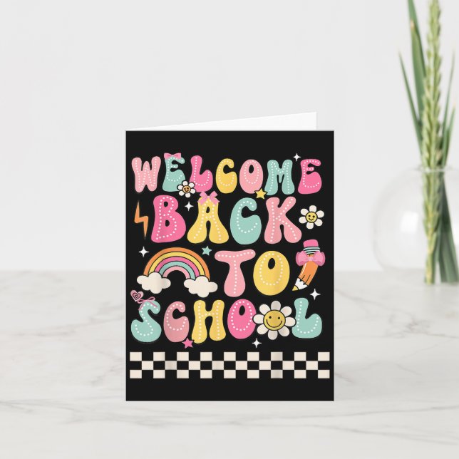 Groovy Welcome Back to school Shirt Teacher Boys G Kort (Framsida)