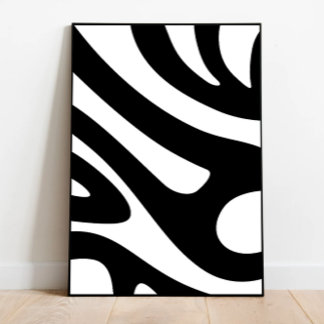 Groovy White and Black Art, Zebra Inspired Art Poster
