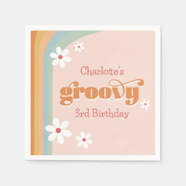 Groovy White Daisys Girl 3 Birthday Party Pappersservett