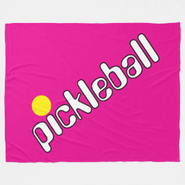 Groovy White Gult PICKLEBALL på Bright Shock rosa Fleecefilt