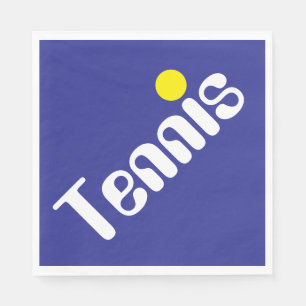 Groovy White Gult TENNIS Text på fetstil Blue Pappersservett