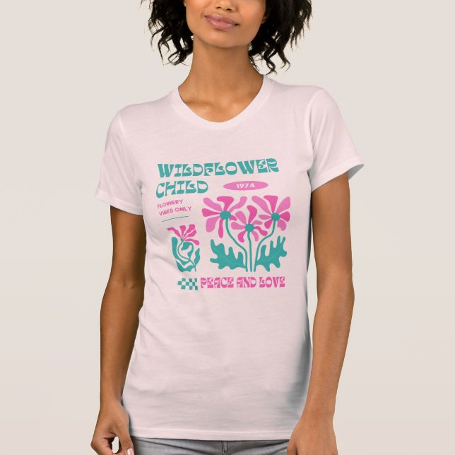 Groovy WildblomRetro Vibes T Shirt (Framsida)