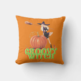 GROOVY WITCH Lustig Halloween-häxor Kudde