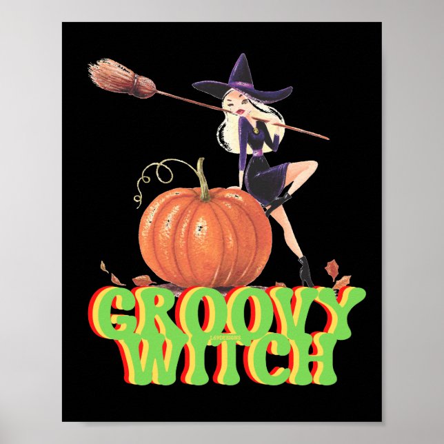 GROOVY WITCH Lustig Halloween-häxor Poster (Framsidan)