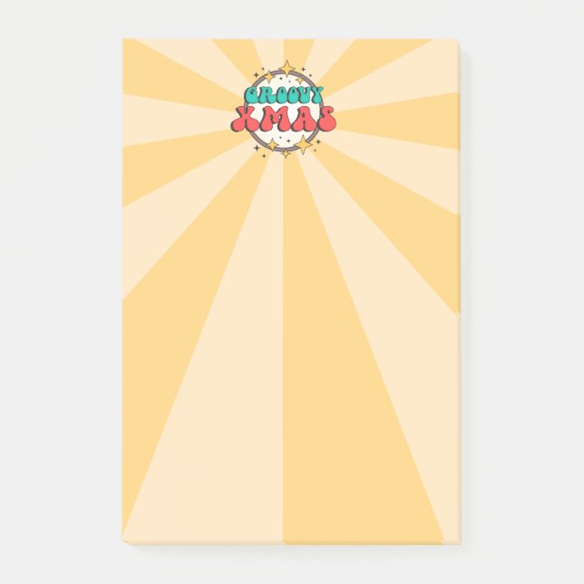Groovy Xmas retro cartoon typography sign Post-it Block (Framsida)