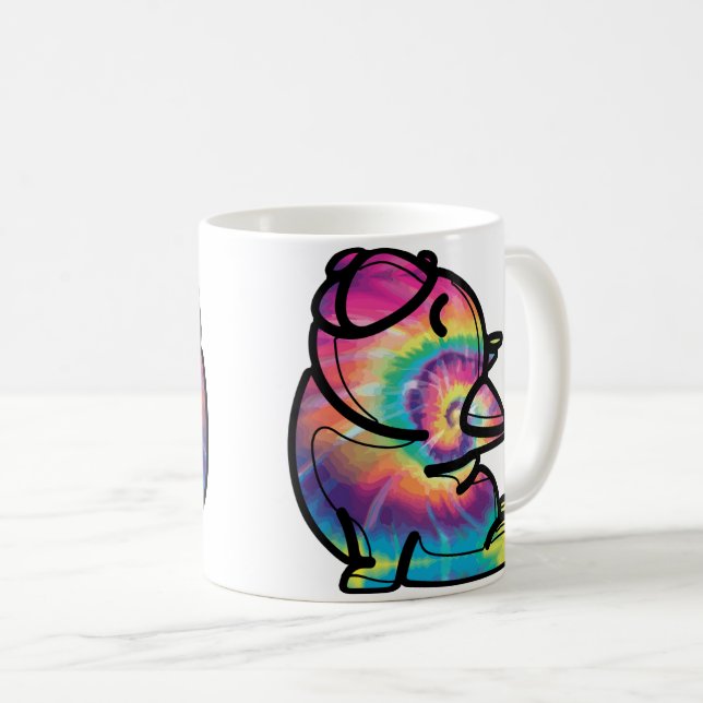 Groovy Yoga Bulldog: Funny Tie Dye Färg Kaffemugg (Framsida höger)