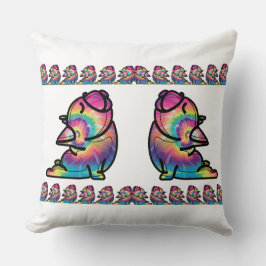 Groovy Yoga Bulldog: Roliga Tie Dye-färger Kudde