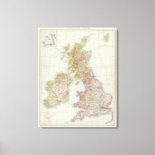 Grossbritannien Irland - karta av UK, Irland Canvastryck