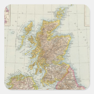 Grossbritannien Irland - karta av UK, Irland Fyrkantigt Klistermärke