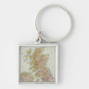 Grossbritannien, Irland - Karta i Förenade kungar Fyrkantig Silverfärgad Nyckelring
