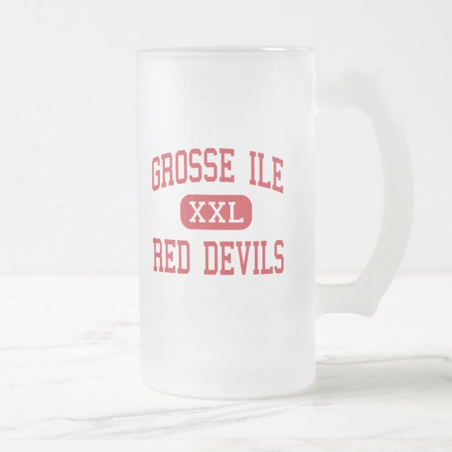 Grosse Ile - röd djävular - mittet - Grosse Ile Frostat Ölglas (Höger)